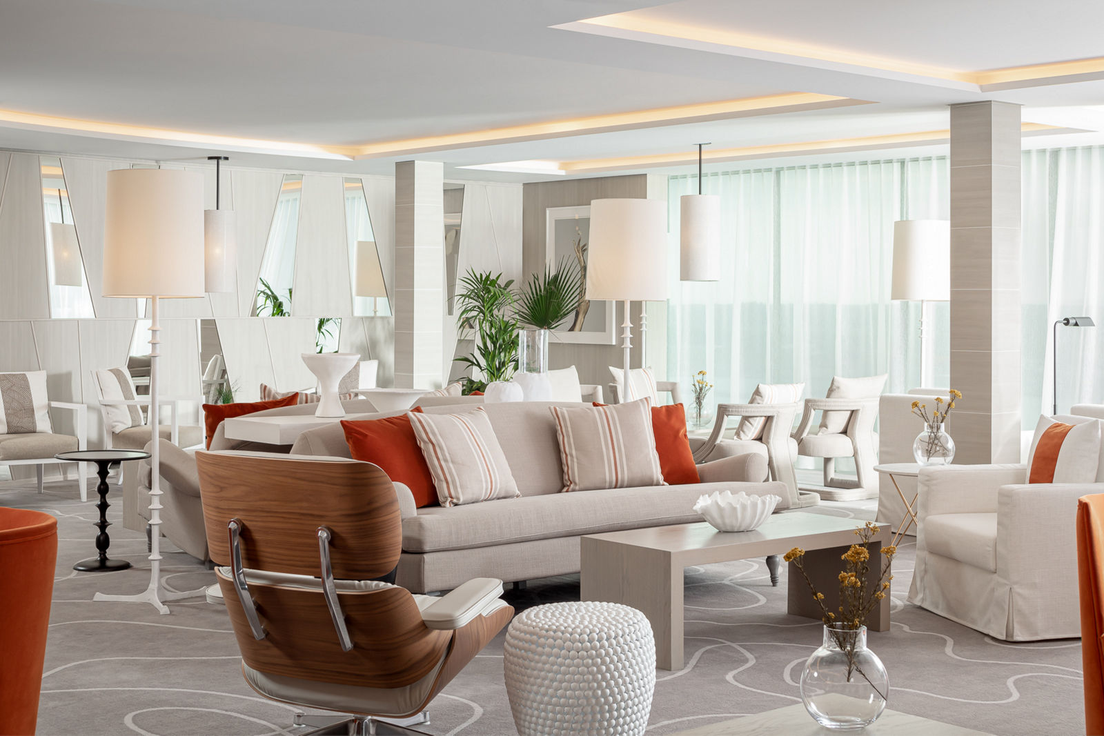 Seating and ocean views in The Retreat Lounge